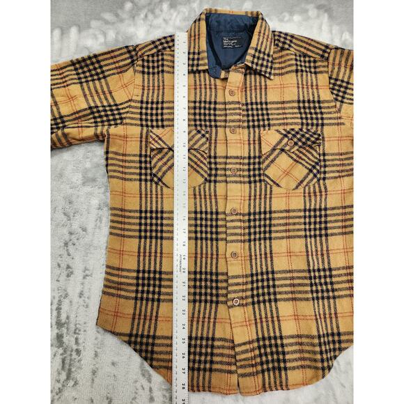 Vintage 70s JCPenney The Mens Shop Plaid Acrylic Flannel Shirt Size M Brown Blue - Picture 6 of 7